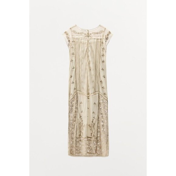 NWT ZARA LIMITED EDITION SEQUIN EMBROIDERED DRESS Size M (Cream) - Picture 12 of 14